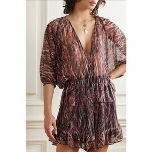 Nwot 385 Dollar IRO of Paris Paronie Abstract Print Romper In Pink Small
